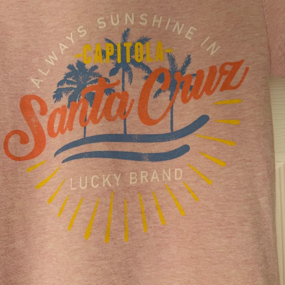 4/$25 100% Cotton Lucky Brand Kids' Santa Cruz Pink Ringer Tee Size S